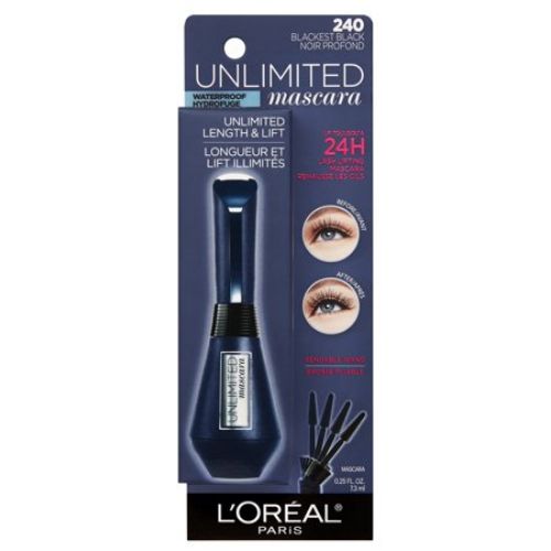 L OREAL - Unlimited Lash Lifting and Lengthening Waterproof Mascara Blackest Black - 0.25 fl oz (7.3 ml) on Sale